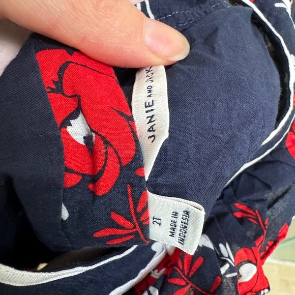 Janie & Jack 2T Blue Red & White Floral Girls Short Sleeve Blouse Top - Picture 5 of 5